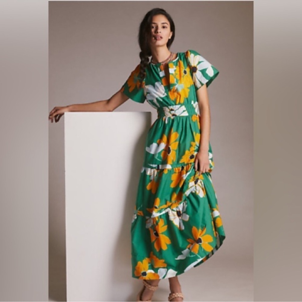 Anthropologie The Somerset Maxi Dress Women’s XS Floral Kelly Green CC